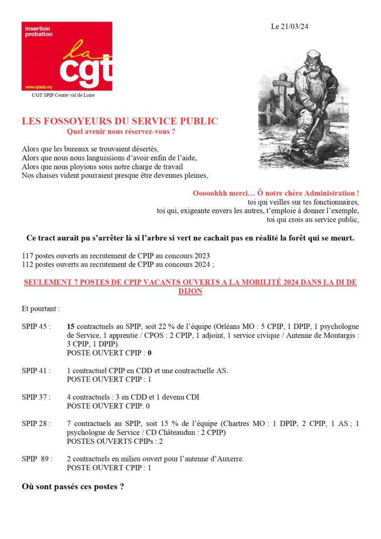 Tract Cgt Spip Cvl Fonctionnaires Cpip Une Espece En Voie De